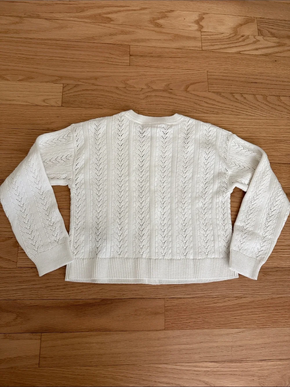 GAP Kids White Open-Stitch Button Cardigan